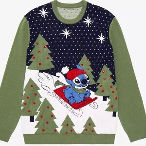 Disney Lilo & Stitch Sledding Stitch LIGHT Up Holiday Sweater Large